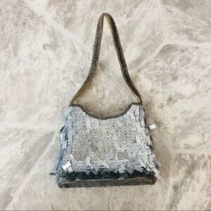 Fellini silver sparkly beaded small mini bag